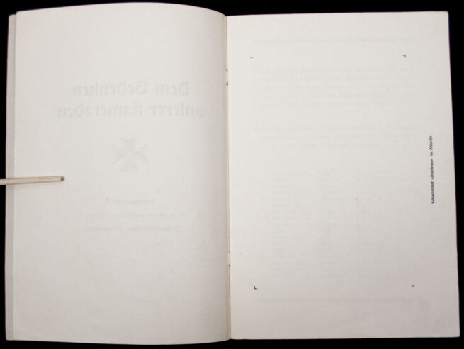 (Book) Dem Gedenken unserer - Beisetzungsfeier der im Februar 1942 Gefallenen Soldaten des Schlachtschiffes Gneisenau (1942)