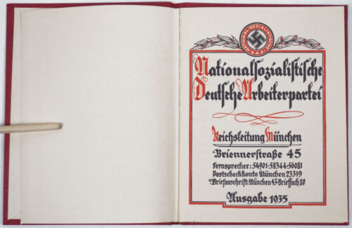NSDAP Memberpass #1925339 from Ortsgruppe Obermenzing (1935)