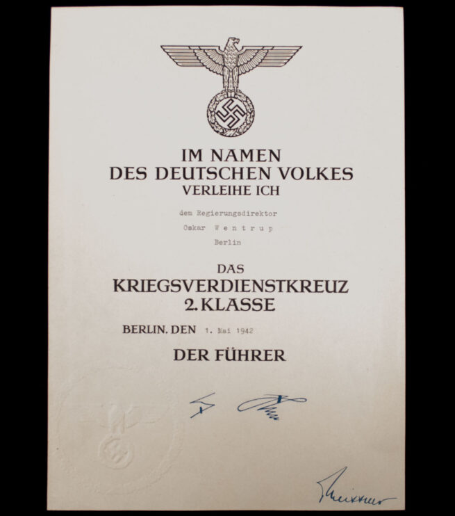 (Citation) Kriegsverdienstkreuz 2. Klasse War Merit Cross second class