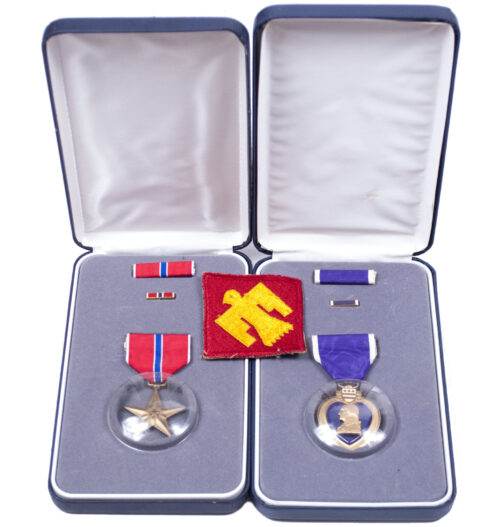 WWII USA named Purple Heart and Bronze Star group - 120 Combat Engineer Bn. 45th Infantry Division