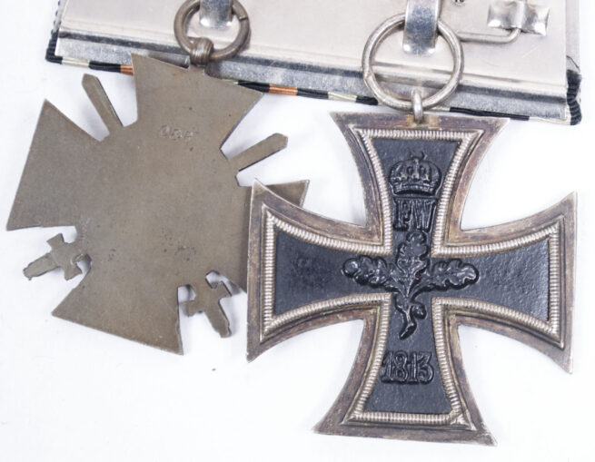 Double ribbonbar with Iron Cross + Ehrenkreuz für Frontkämpfer + ribbon