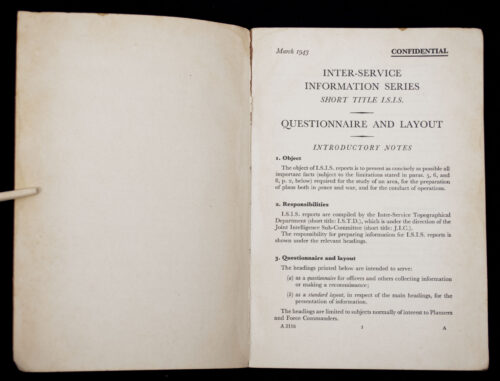 (USA) Confidential Inter-service information series short title I.S.I.S - Questionaire and Layout (1943)