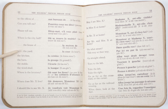 (USA) WWII The soldiers French Phrase Book (1917)
