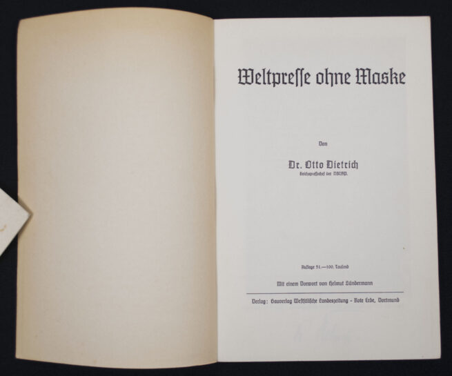 (Brochure) Otto Dietrich - Weltpresse ohne Maske (1937)