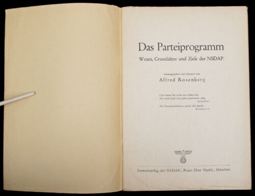 (Brochure) Alfred Rosenberg - Das Parteiprogramm - Wesen, Grundsätze und Ziele der NSDAP (1940)