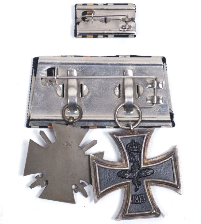 Double ribbonbar with Iron Cross + Ehrenkreuz für Frontkämpfer + ribbon