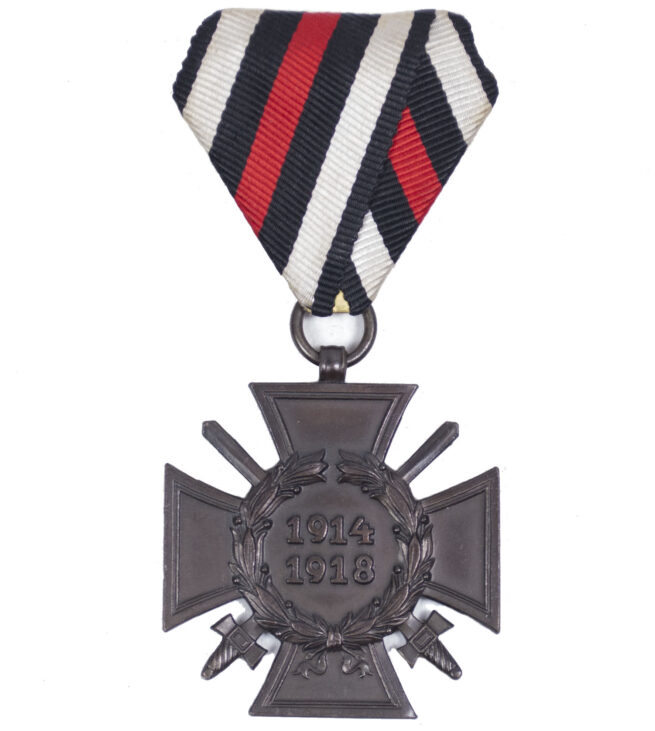 Frontkämpfer Ehrenkreuz single mount medal on Saxonian ribbon mount (Maker 2 R.V. Pforzheim)