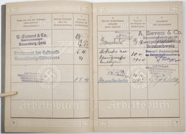 Arbeitsbuch second type from Arbeitsamt Erkelenz (1937)