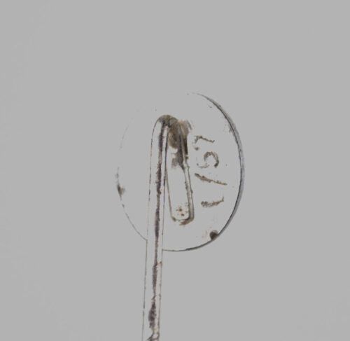 WWII Verwundetenabzeichen in silver miniature stickpin 9 mm. (Maker L57)