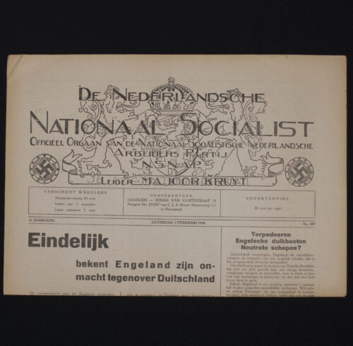 (Newspaper) NSNAP Kruyt - De Nederlandsche Nationaal-Socialist 4e Jaargang No.257 (1940)