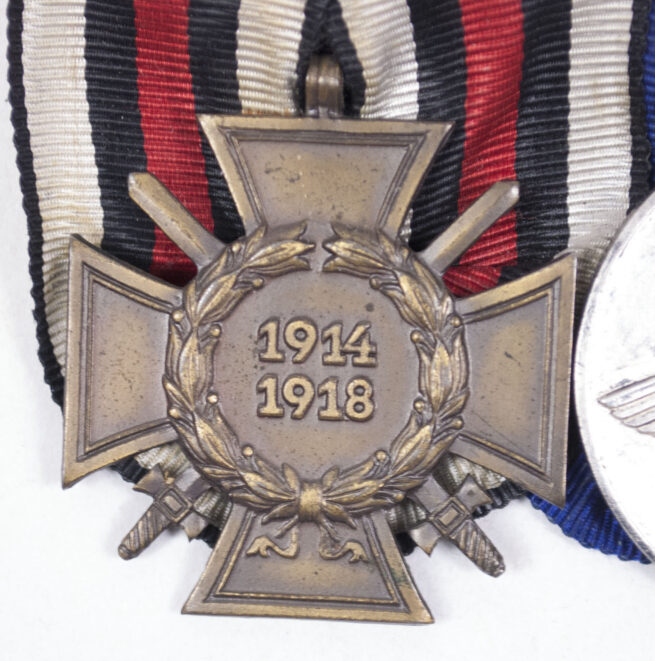 WWII Polizei Police medalbar with Dienstauszeichnung 8 Jahre + Frontkämpfer Ehrenkreuz