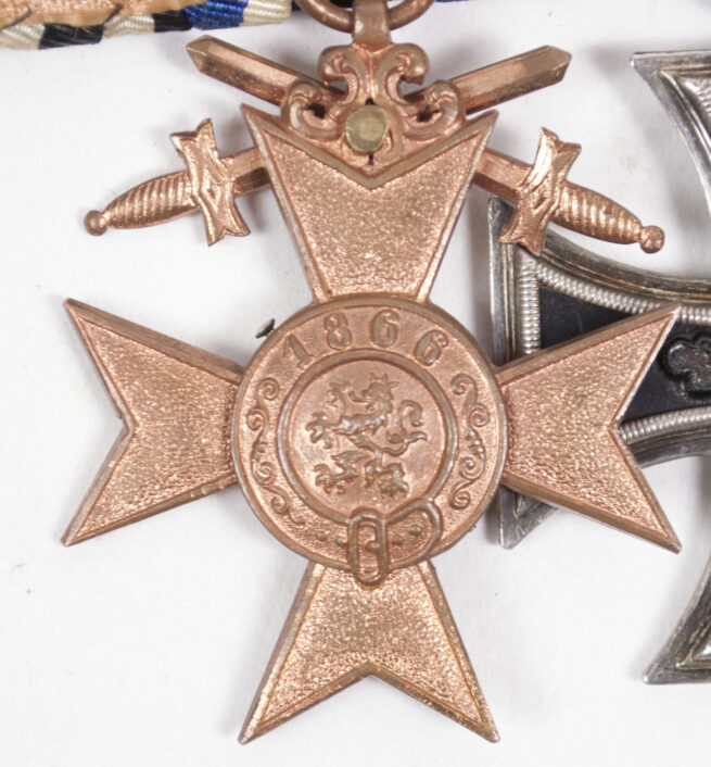 (BayernBavaria) WWI medalbar with Ek2, MIlitär Verdienstkreuz, FEK, Treue Dienst IX Jahre