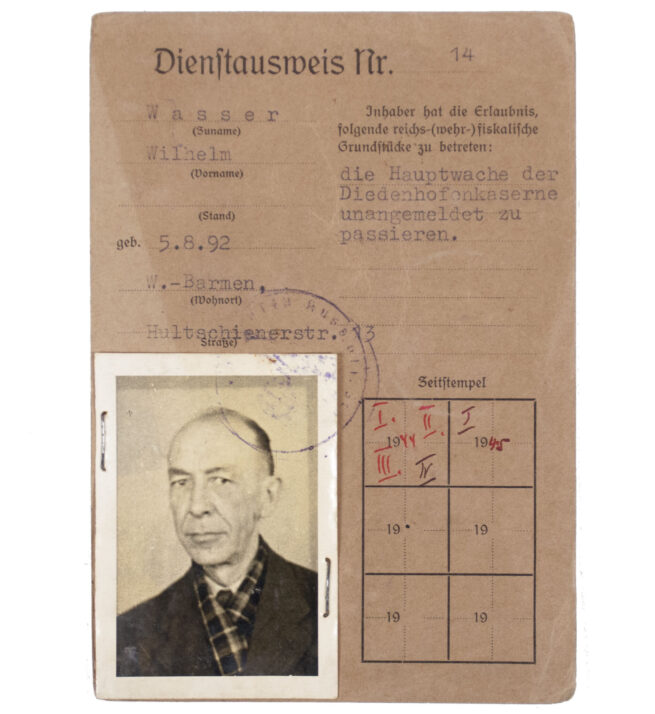Dienstausweis Pz.-Gren. E.u.A.Btl. 361 Diedenhofenkaserne (Service Identitycard) 1944