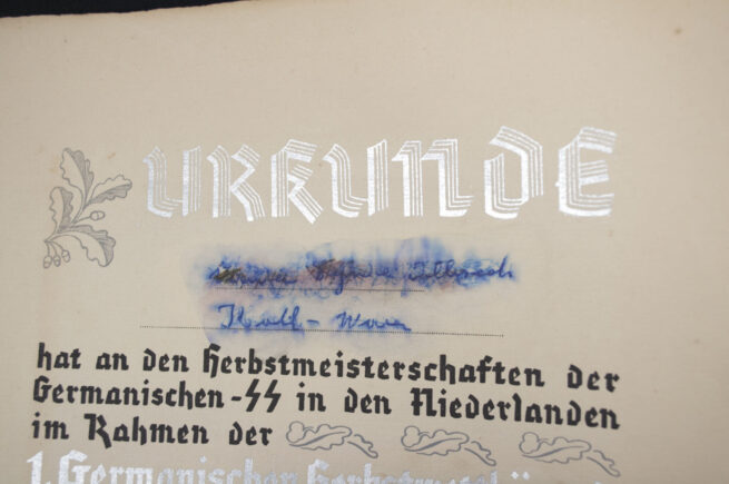 Dutch SS Germaansche SS Urkunde SS-Ausbildungslager Avegoor with original Rauter signature (Extremely rare!!!)