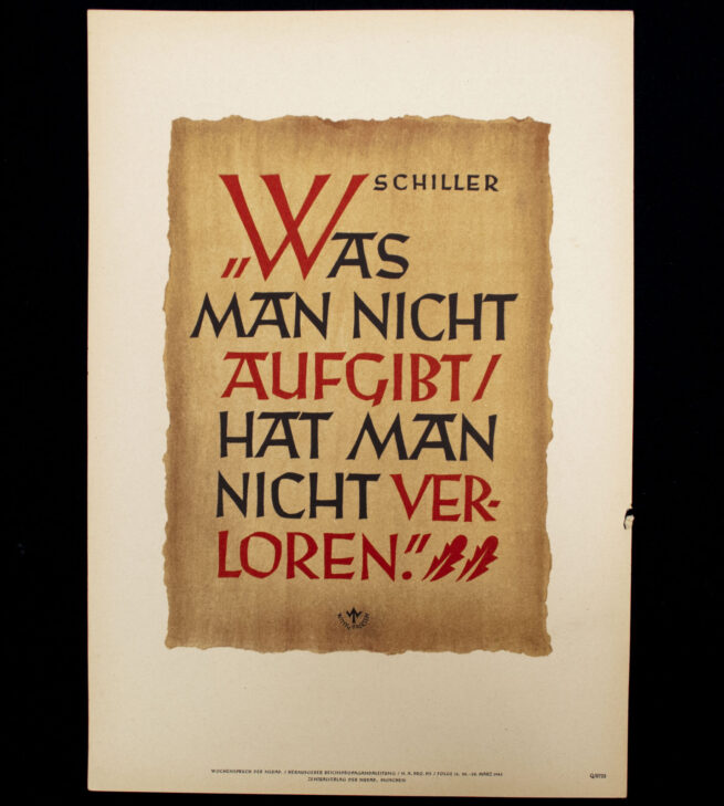 WWII German NSDAP Wochenspruch (Schiller) (1943)