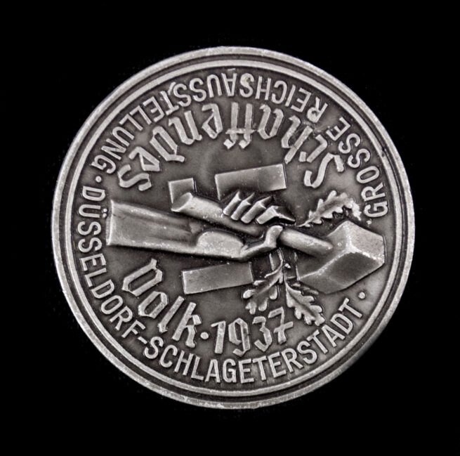 Grosse Reichsausstellung Düsseldorf Schlageterstadt Schaffendes Volk 1937 abzeichen