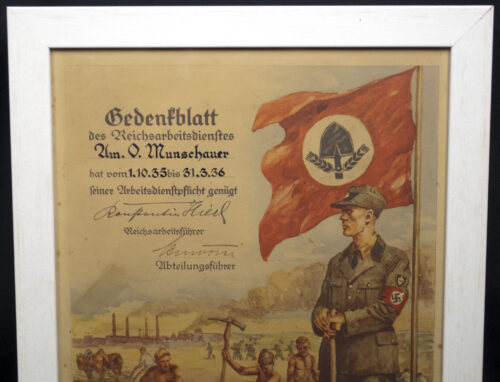 Reichsarbeitsdienst (RAD) - GedenkblattCitation (1936) - Framed