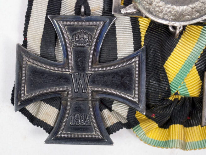 (Sachsen) Medalbar with EK2, Allgemeines Ehrenzeichen in Silber Dem Verdienste 1914 mit Schwerterspange, FEK