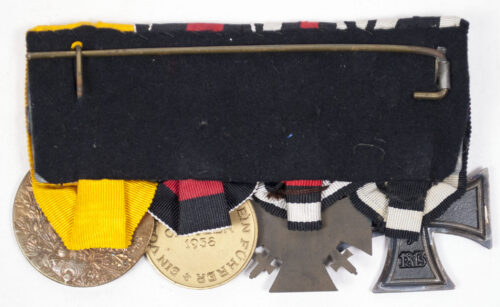 WWI WWII medalbar with EK2, FEK, Sudeten annexation medaille, Centenary medal