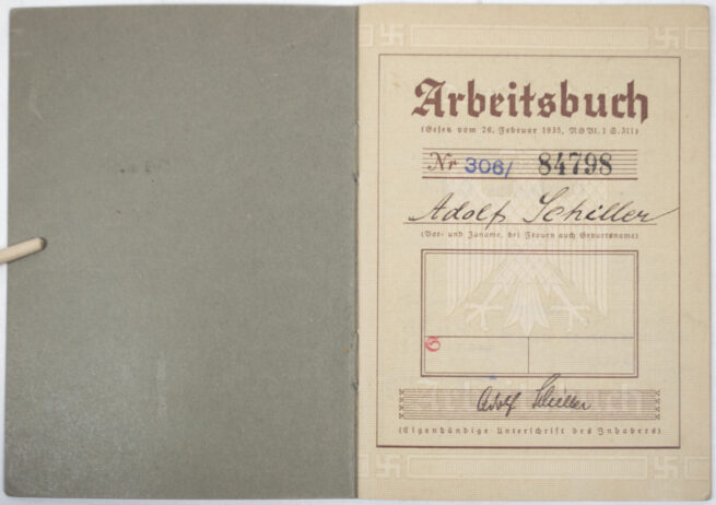 Arbeitsbuch first type Arbeitsamt München (1935)