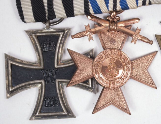 (Bavaria) Medalbar with EK2, Militärverdienstkreuz with swords, FEK, Treue Dienst 25 Jahre