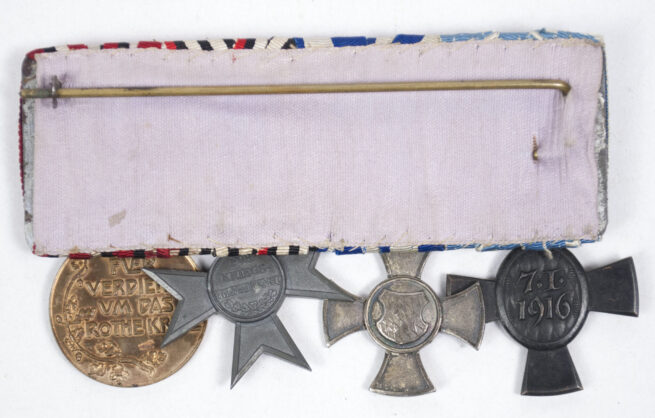(BavariaPrussia) medalbar with Ludwig Kreuz, Verdienstkreuz Freiwillige Krankenpflege, Kriegshilfskreuz, Prussian Rote Kreuz meaille 3e Klasse