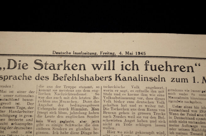 (Newspaper) Inselzeitung fuer die Deutschen Truppen auf Jersey 4. Mai 1945