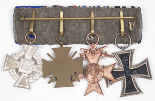 (Bavaria) Medalbar with EK2, Militärverdienstkreuz with swords, FEK, Treue Dienst 25 Jahre