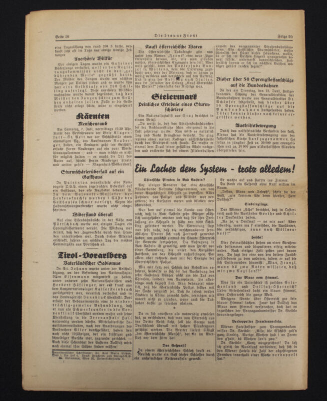 (Newspaper) Die Braune Front - Kampfblatt der NSDAP für Niederösterreich u. Burgenland 26. Juli 1934
