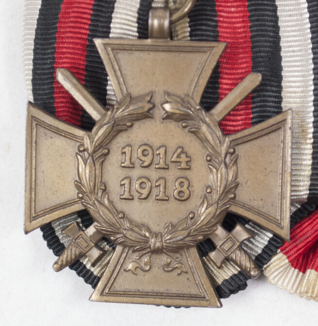 German WWII medalbar with Frontkämpfer Ehrenkreuz + Volkspflege Medaille