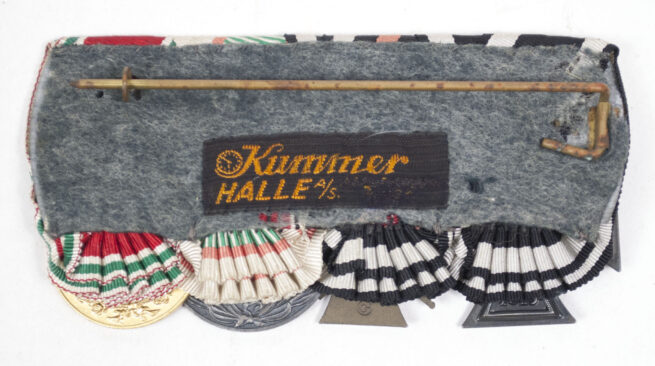 German medalbar with Ek2, FEK, Bulgarian and Romanian commemorative meals + ribbon bar (maker Kummer Halle)