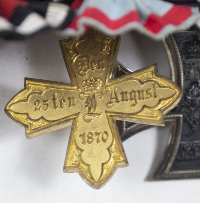 (Hessen) WWI medalbar with EK2, Militär Sanitätskreuz, FEK, Austrian Woundmedal + ribbonbar