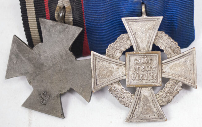 German WWII medalbar with Treue Dienst 25 Jahre + Nichtkämpfer Ehrenkreuz