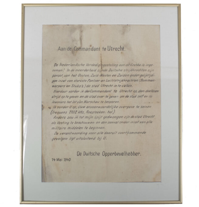 Dutch call for capitulation 14 May 1940 large Pamphlet Aan de Commandant te Utrecht