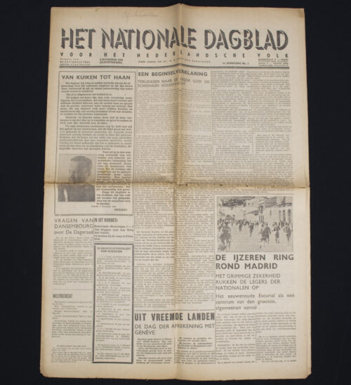(Newspaper NSB) Het Nationale Dagblad 1e Jaargang No. 1 (Very rare!)