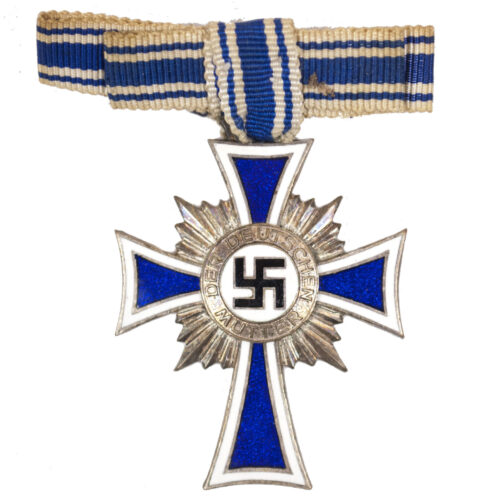 Mutterkreuz silber / Motherscross silver on single mount ribbon bow