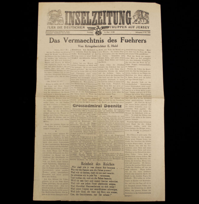 (Newspaper) Inselzeitung fuer die Deutschen Truppen auf Jersey 4. Mai 1945