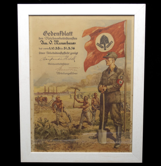 Reichsarbeitsdienst (RAD) - GedenkblattCitation (1936) - Framed