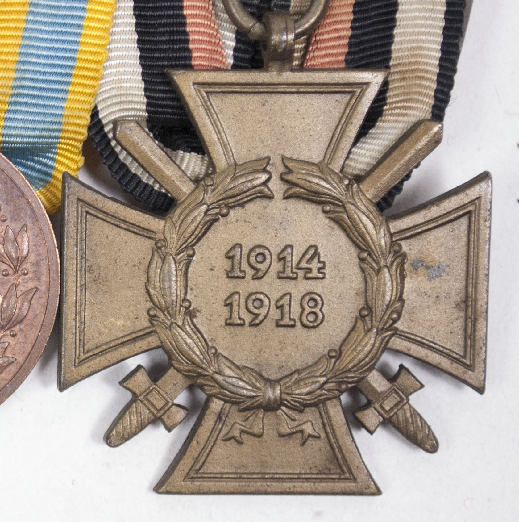Sachsen) Double medalbar with Friedrich August medaille bronze +