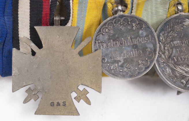 (Sachsen) WWII Medalbar with WWI Ek2, Sachsen silberne St. Heinrich medaille, FA Kreuz, FEK, Polizei Dienstauszeichnung 25 Jahre