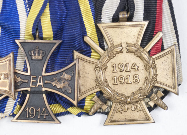 (Schaumburg-Lippe) Medalbar with WWI Ek2, Kreuz für Treue Dienst 1914-1918, Braunschweig KVK2, FEK