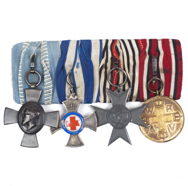 (BavariaPrussia) medalbar with Ludwig Kreuz, Verdienstkreuz Freiwillige Krankenpflege, Kriegshilfskreuz, Prussian Rote Kreuz meaille 3e Klasse