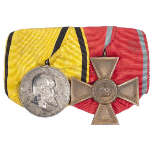 (Württemberg) Medalbar with Dienstauszeichnung 15 Jahre + Silberne Militärverdienstmedaille
