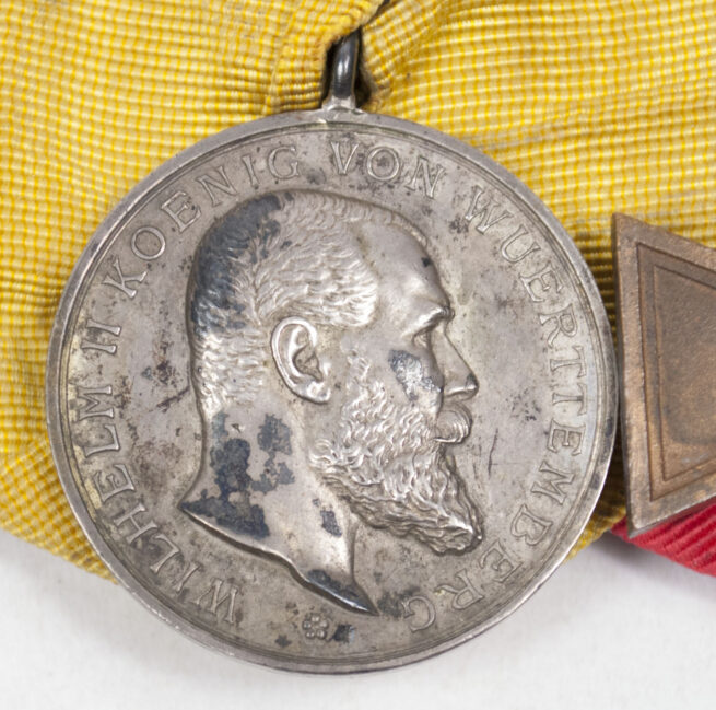 (Württemberg) Medalbar with Dienstauszeichnung 15 Jahre + Silberne Militärverdienstmedaille