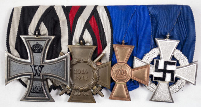 WWI WWII medalbar with EK2, FEK, Dienstauszeichnung 15 Jahre, Treue Dienst 25 Jahre Kreuz