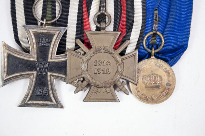 WWI medalbar with EK2, Frontkämpfer Ehrenkreuz, Reserve landwehr medal