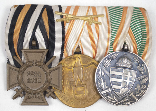 WWI medalbar with Frontkämpfer Ehrenkreuz, Austrian + bulgarian commemorative medals