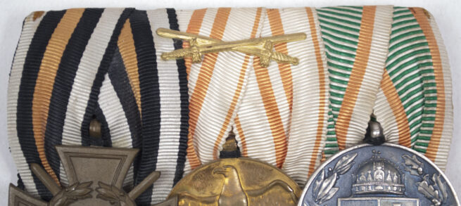 WWI medalbar with Frontkämpfer Ehrenkreuz, Austrian + bulgarian commemorative medals