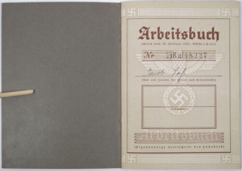 Arbeitsbuch second type Arbeitsamt Schleswig (1939)