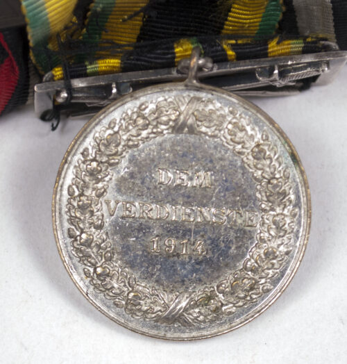 (Sachsen) Medalbar with EK2, Allgemeines Ehrenzeichen in Silber Dem Verdienste 1914 mit Schwerterspange, FEK